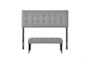 Queen Grid Tufted Headboard With Bench-Glacier - Signature