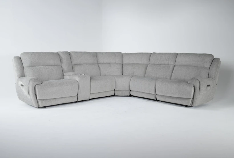 Terence Pebble 138" 6 Piece Power Reclining Modular Sectional with Power Headrest & USB - 360