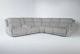 Terence Pebble 6 Piece 154" Sectional With Power Headrest & Usb