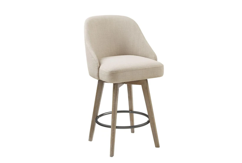 Ainsley Sand 26" Swivel Counter Stool With Back - 360