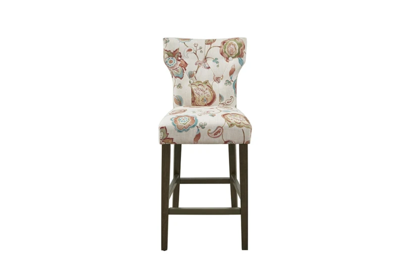 Cleo Orange Floral 25" Counter Stool With Back - 360