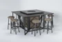 Capri Outdoor Firepit Bar Table With Two Bar Tables And Eight Round Barstools - Side