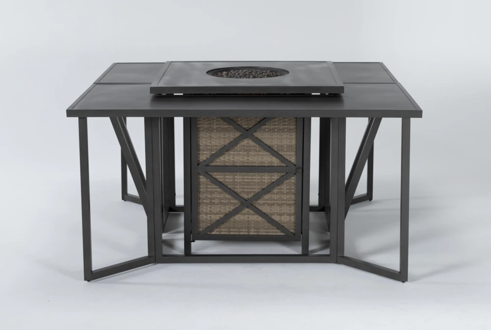 Capri 72" Outdoor Fire Pit Bar Table With Two Bar Tables