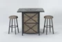 Capri 42" Outdoor Firepit Bar Table With Two Round Barstool - Front