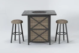 Capri Outdoor Firepit Bar Table With Two Round Barstool