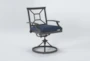 Martinique Navy Outdoor Dining Swivel Arm Chair - Side