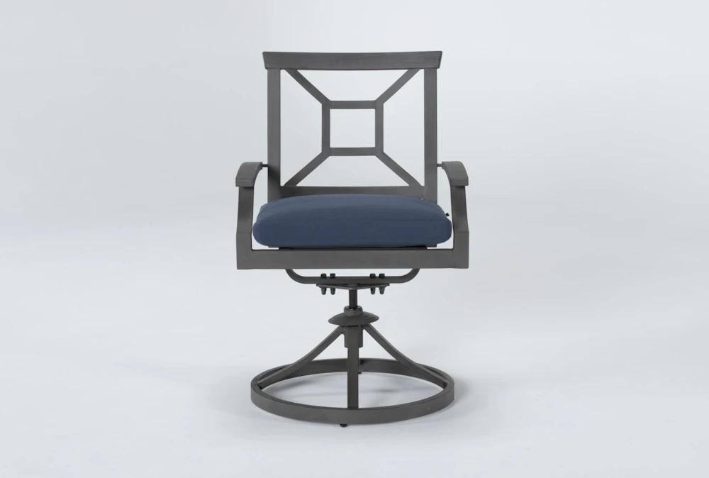 Martinique Navy Outdoor Dining Swivel Arm Chair