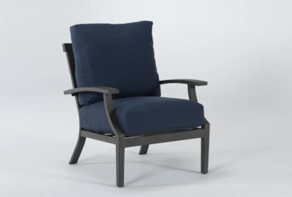 Martinique Navy Outdoor Lounge Chair - Front
