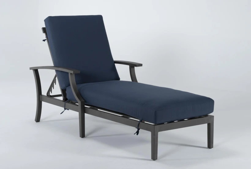 Martinique Navy Outdoor Chaise Lounge - 360