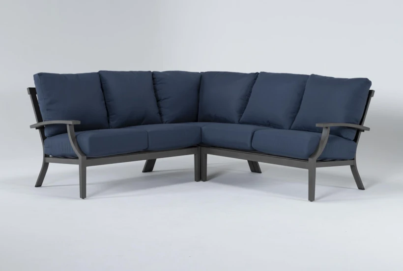 Martinique Navy Outdoor 3 Piece Sectional - 360