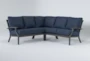 Martinique Navy Outdoor 3 Piece Sectional - Signature