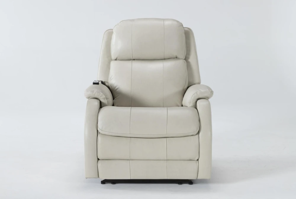 Palma Pearl Leather Power Recliner With Massage & Power Headrest