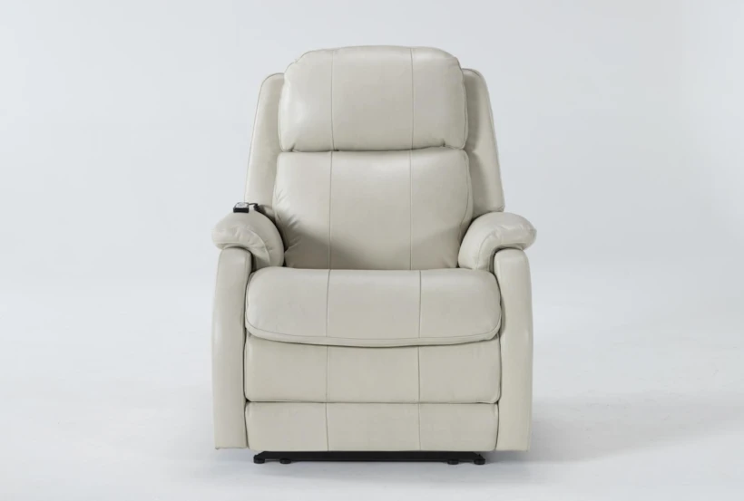 Palma Pearl Leather Power Recliner With Massage & Power Headrest - 360