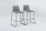 Caspian Grey Outdoor 30" Barstool with Back Set of 2 - Side