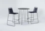 Caspian Outdoor Bar With Navy Barstools Set For 2 - Side