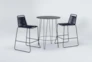 Caspian Outdoor 3 Piece Bar Set With Navy Barstools - Side
