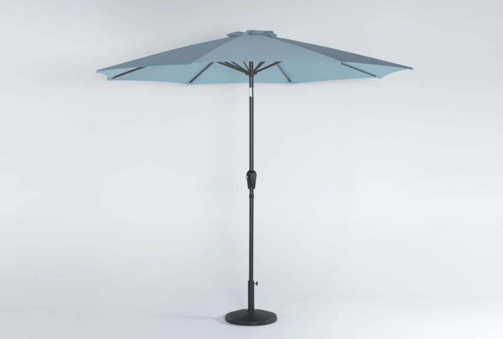 Outdoor Market Crystal Blue 9' Umbrella With Base