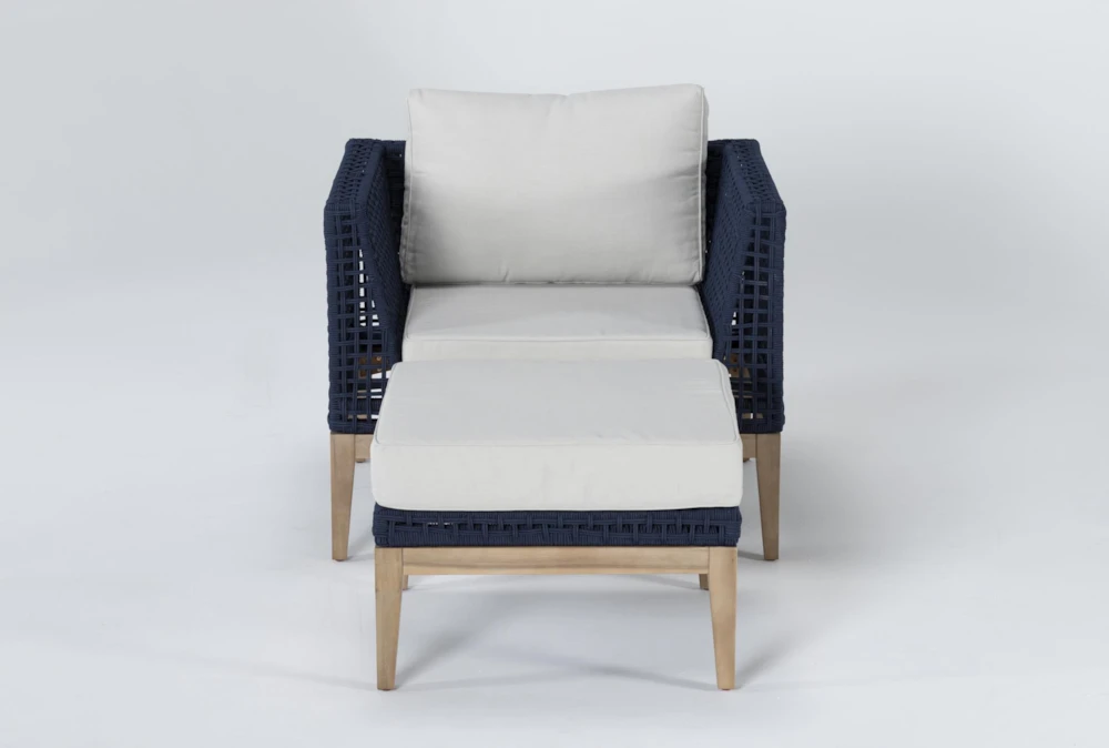 Crew Navy Outdoor Lounge Chair/Ottoman
