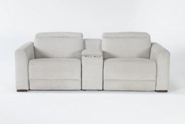Chanel Grey 3 Piece 91" Power Reclining Console Loveseat With Power Headrest
