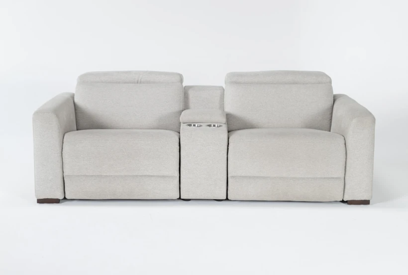 Chanel Grey 3 Piece 91" Power Reclining Console Loveseat With Power Headrest - 360