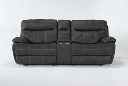 Denali II Charcoal 98" 3 Piece Power Reclining Console Loveseat with Power Headrest & USB - Signature