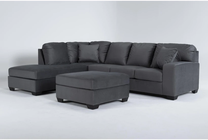 Romy Graphite 2 Piece Sectional With Left Arm Facing Chaise & Ottoman - 360