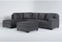 Romy Graphite 2 Piece Sectional With Left Arm Facing Chaise & Ottoman - Signature