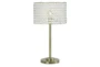 Table Lamp-Antique Brass With Crystal Shade - Signature