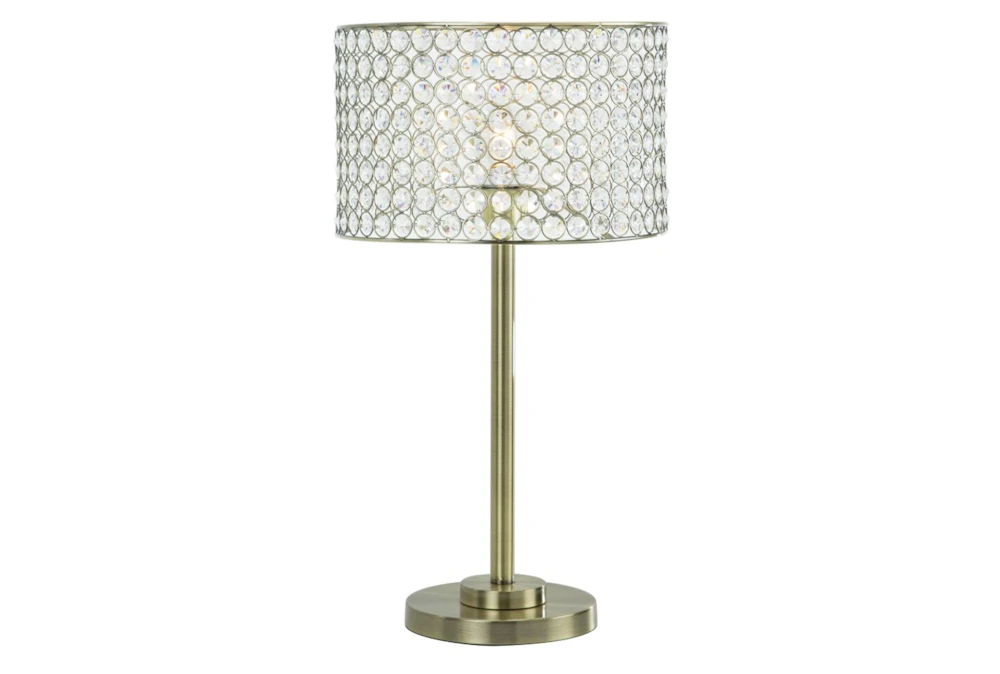 Table Lamp-Antique Brass With Crystal Shade