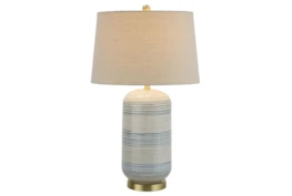 Table Lamp-Blue And Beige Ceramic