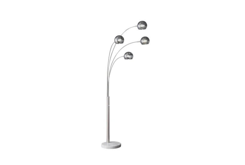 Floor Lamp-Chrome 4 Arm Arc With Grey Glass Shade - 360