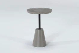 Concrete Round Etched Top Outdoor Accent Table
