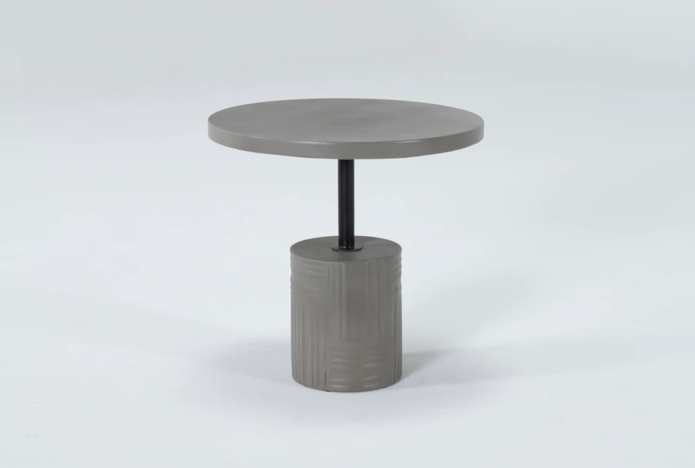 Concrete Round Etched Base Outdoor Accent Table