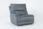 Watkins Blue Leather Left Arm Facing Cordless Power Recliner with Power Headrest & USB - Side