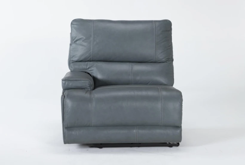Watkins Blue Leather Left Arm Facing Cordless Power Recliner with Power Headrest & USB - 360