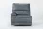 Watkins Blue Leather Left Arm Facing Cordless Power Recliner with Power Headrest & USB - Signature