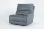 Watkins Blue Leather Right Arm Facing Cordless Power Recliner with Power Headrest & USB - Side