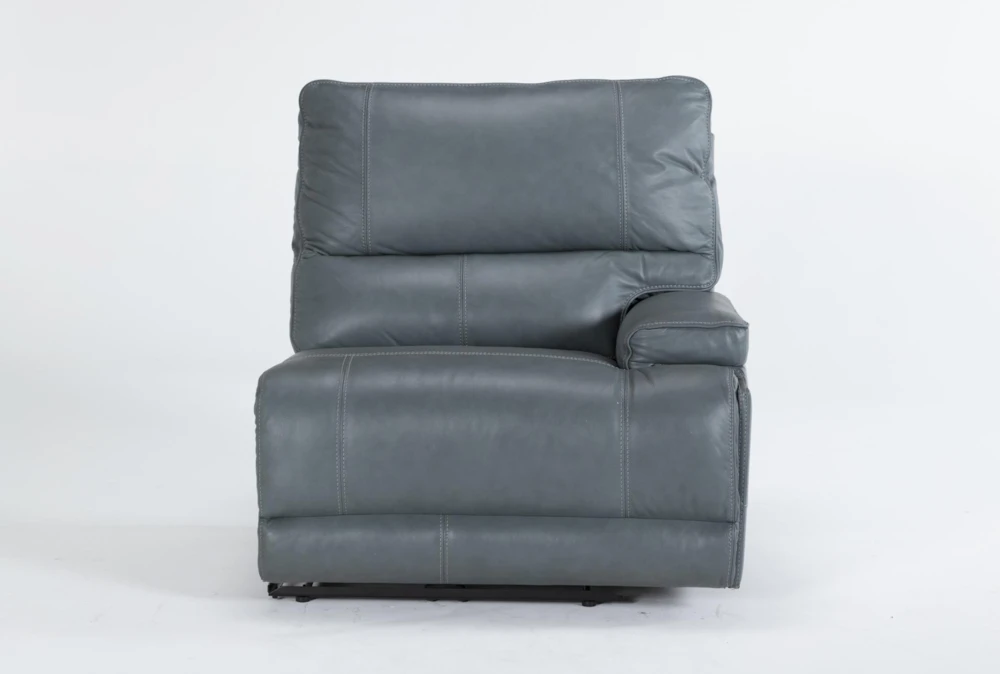 Watkins Blue Leather Right Arm Facing Cordless Power Recliner with Power Headrest & USB