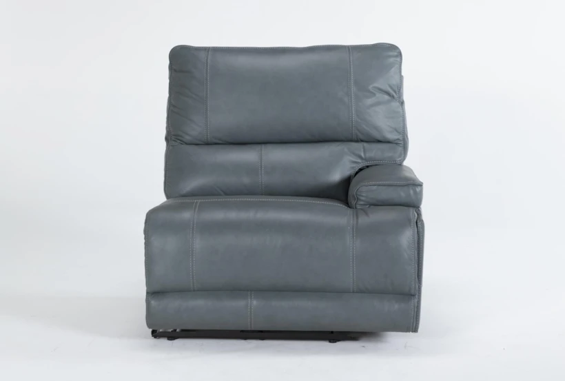 Watkins Blue Leather Right Arm Facing Cordless Power Recliner with Power Headrest & USB - 360