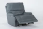 Watkins Blue Leather Power Cordless Recliner with Power Headrest & USB - Side