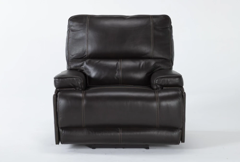 Watkins Coffee Leather Power Cordless Recliner with Power Headrest & USB