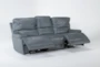 Watkins Blue Leather 89" Power Cordless Reclining Sofa with Power Headrest & USB - Recline