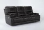 Watkins Coffee Leather 89" Power Cordless Reclining Sofa with Power Headrest & USB - Side