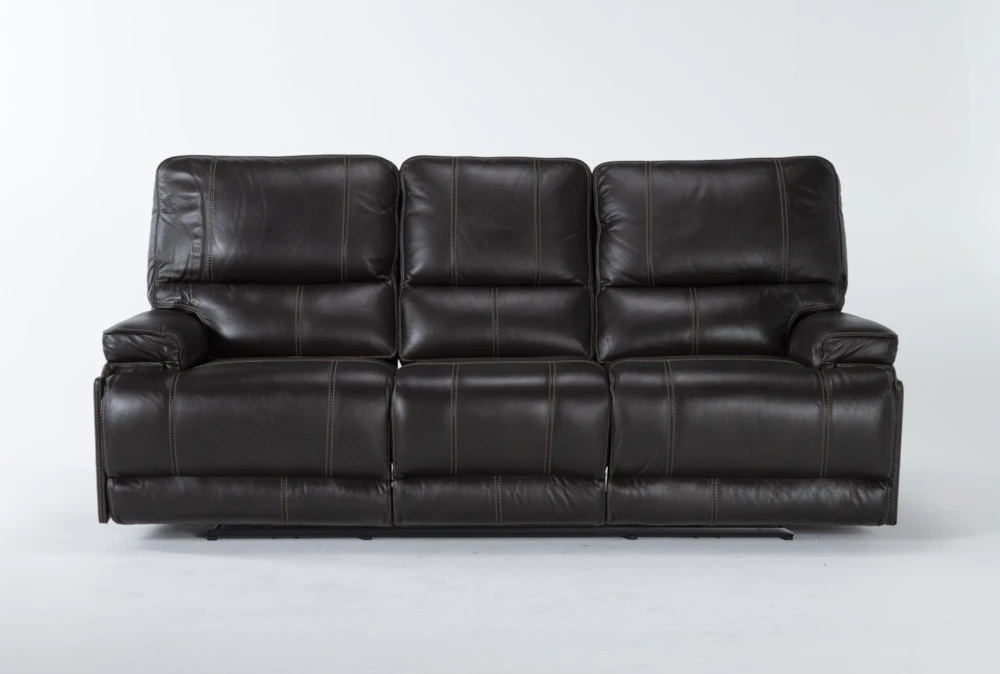 Watkins Coffee Leather 89" Power Cordless Reclining Sofa With Power Headrest & USB