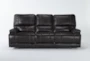 Watkins Coffee Leather 89" Power Cordless Reclining Sofa With Power Headrest & USB - Signature