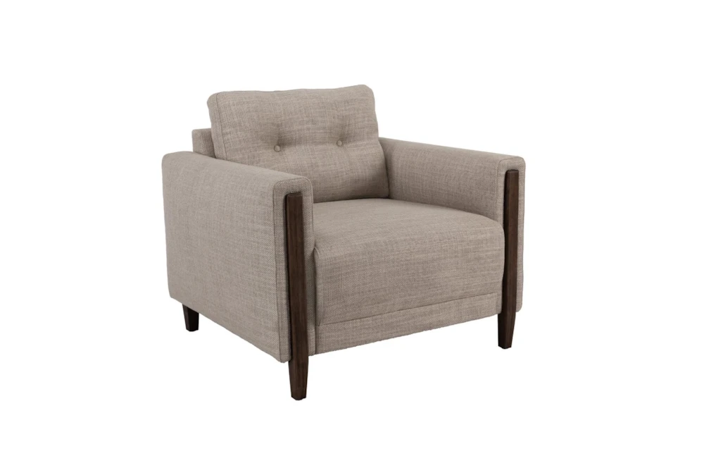 Taupe Wood Frame Accent Chair 