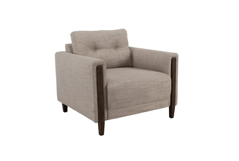 Taupe Wood Frame Accent Chair  - 360