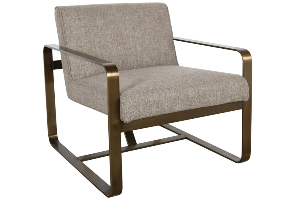 Taupe Accent + Brass Metal Accent Chair