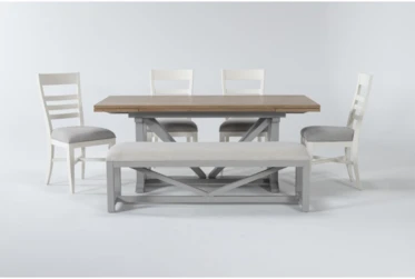 Ozzie White Dining With Bench Set For 6