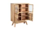 Blonde Wood Glass Door Cabinet  - Storage